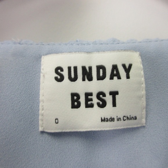 Aritzia Sunday Best Wrap Mini Dress 0 Blue Ruffle Trim Short Sleeve Sundress 320 - Picture 3 of 10